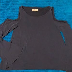 Long sleeve flare shoulder cut out top